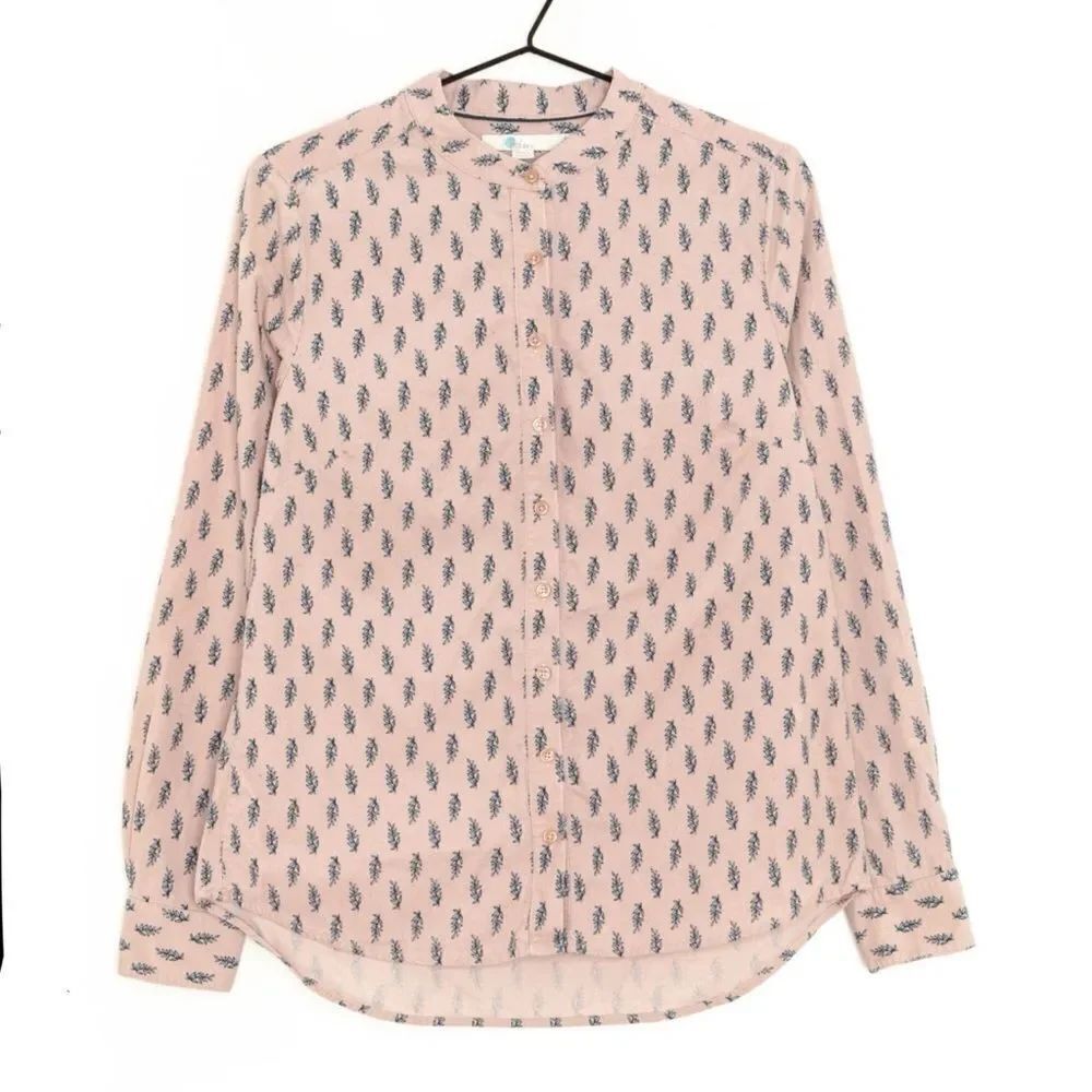 BODEN Marina Button Up Curduroy Shirt Pink Blue Women’s Size 6